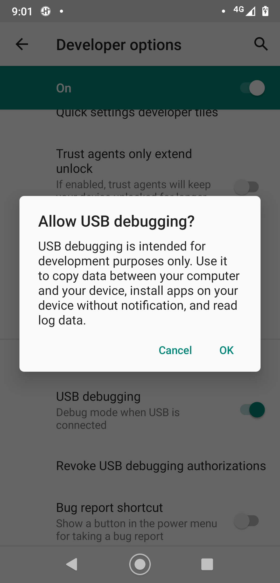 Click OK button on the device
